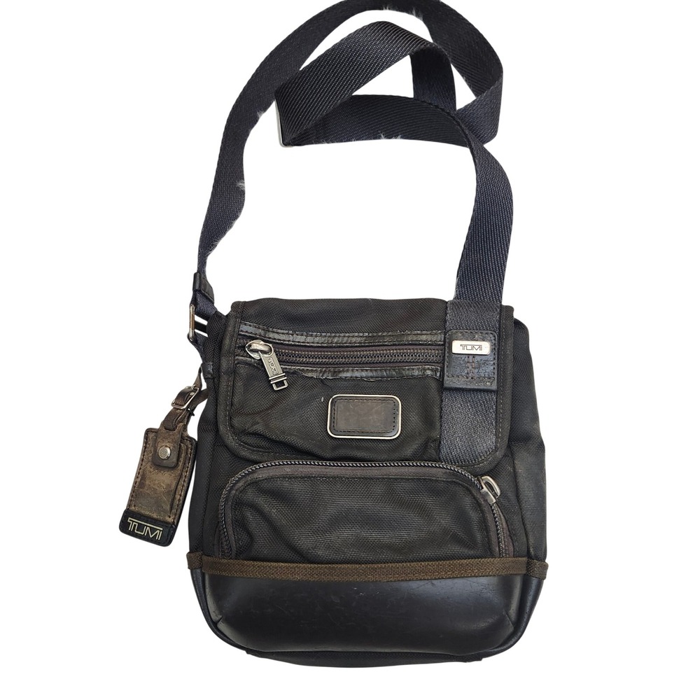 Tumi Alpha Messenger Bag Black Ballistic Nylon Travel Crossbody Designer